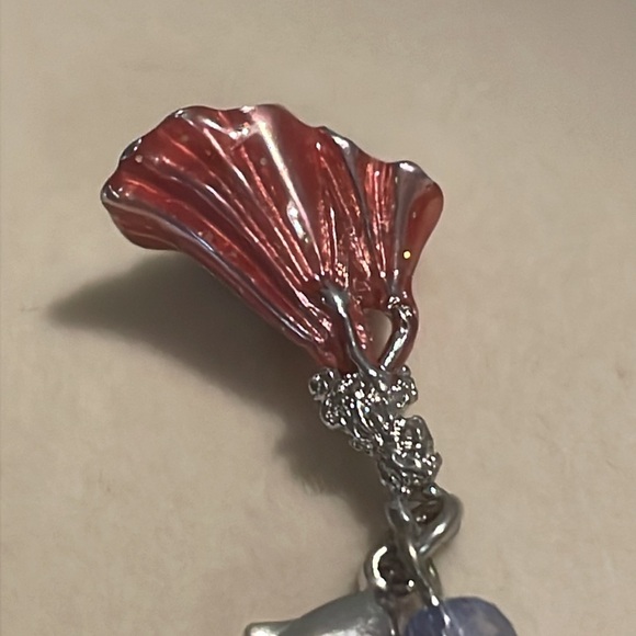 1.5” silver tone pink enamel princess charm pendant with jump hoop - Picture 6 of 11